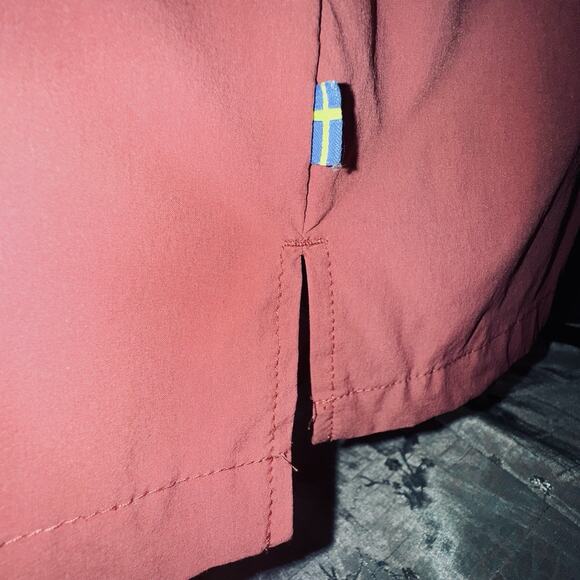 Fjallraven Ovik Lite Dress Large Buttons Short Sleeve Pockets Outdoor Travel Red - Picture 5 of 10